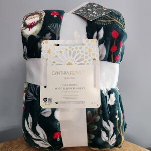 Cynthia Rowley Plush Blanket With Christmas Mouse Holiday Winter Full /Queen NWT
